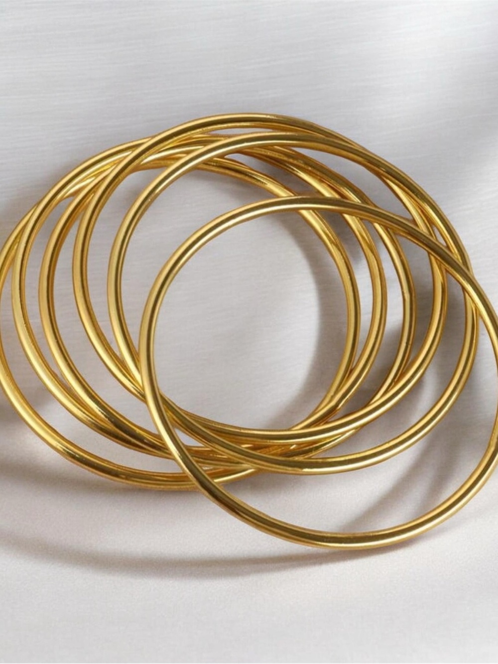 6pcs Gold Plated Metal Stackable Bangle Bracelets